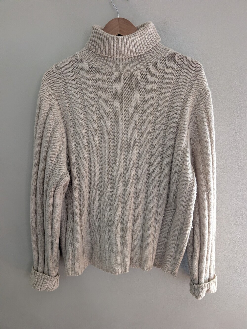 Vintage Wool Turtleneck Ribbed Knit Sweater Size XL